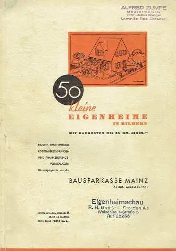 Heinz Bitz: 50 kleine Eigenheime in Bildern
 Mit Baukosten bis zu RM. 12000.-, Einschl. Beschreibung, Kostenberechnungen und Finanzierungsvorschlägen.
