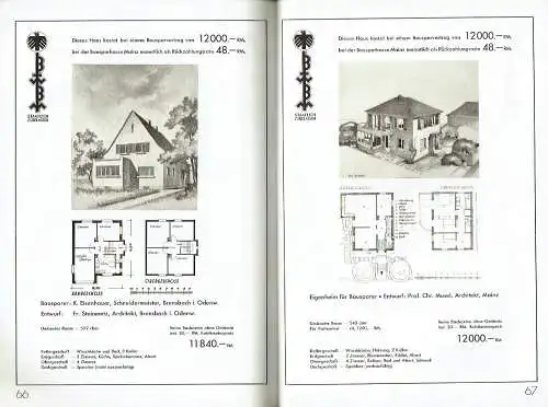 Heinz Bitz: Mit Baukosten bis zu RM. 12000.-, Einschl. Beschreibung, Kostenberechnungen und Finanzierungsvorschlägen
 50 kleine Eigenheime in Bildern. 