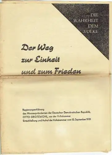 Der Weg zur Einheit und zum Friedenn
 Die Wahrheit dem Volke, Nr. (22). 