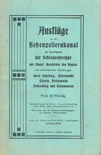 Ausflüge an den Hohenzollernkanal
 zur Besichtigung der Schleusentreppe mit illustrierter Geschichte des Kanals und anschließenden Wanderungen durch Oderberg, Eberswalde, Chorin, Freienwalde, Falkenberg und Hohensaaten. 