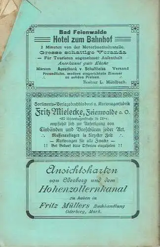 Ausflüge an den Hohenzollernkanal
 zur Besichtigung der Schleusentreppe mit illustrierter Geschichte des Kanals und anschließenden Wanderungen durch Oderberg, Eberswalde, Chorin, Freienwalde, Falkenberg und Hohensaaten. 