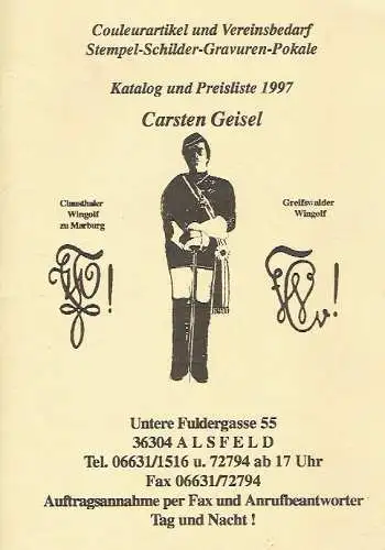 Carsten Geisel: Katalog mit Preisliste 1997. 