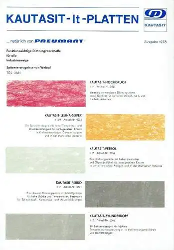 Prospekt für Kautasit-It-Platten.
