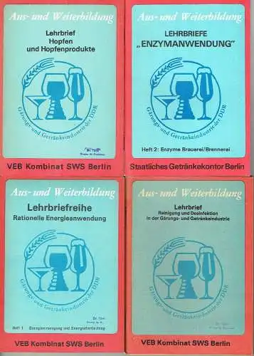 12 DDR-Lehrbriefe zum Thema Bier, Brauerei und Getränke. 