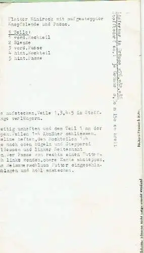 DDR-Schnittmusterbogen für Damen-Rock
 Die Linie, K12776. 