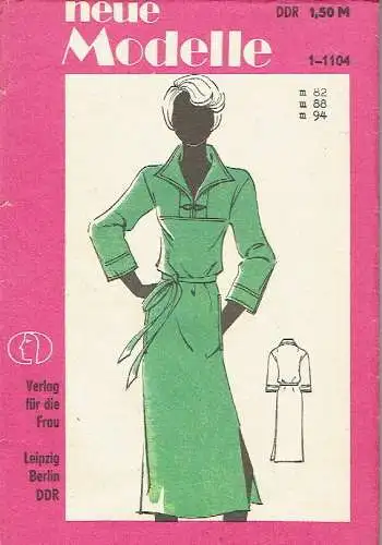 DDR-Schnittmusterbogen für Kleid
 Neue Modelle, 1-1104. 