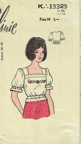 DDR-Schnittmusterbogen für Damen-Bluse
 Die Linie, K13325. 