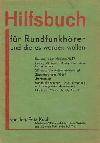 Fritz Koch: Hilfsbuch für Rundfunkhörer und die es werden wollen. 