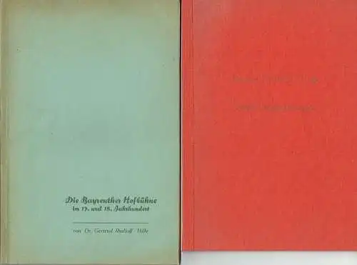 Gertrud Rudloff-Hille: Die Bayreuther Hofbühne im 17. und 18. Jahrhundert / Theaterdekorationen. 