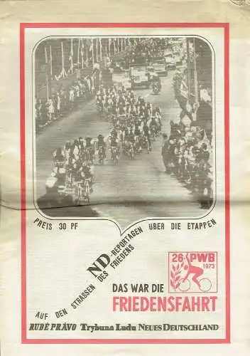 Das war die 26. Friedensfahrt 1973
 ND-Reportagen über die Etappen auf den Straßen des Friedens. 