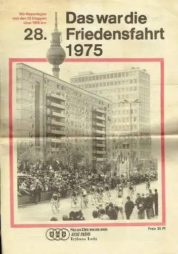 Das war die 28. Friedensfahrt 1975
 ND-Reportagen über die 13 Etappen auf den Straßen des Friedens. 