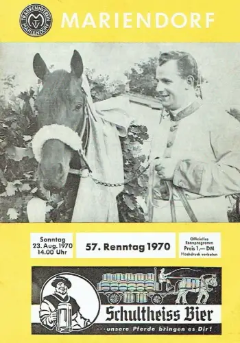 Rennprogramm der Traber vom 57. Renntag 1970. 