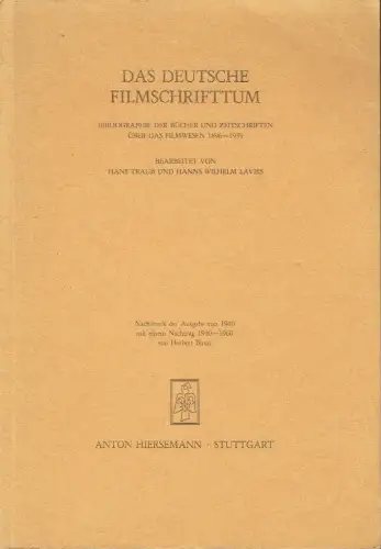 Hans Traub, Wilhelm Lavies, Herbert Birett: Das deutsche Filmschrifttum
 Eine Bibliographie der Bücher und Zeitschriften über das Filmwesen 1896-1939. 