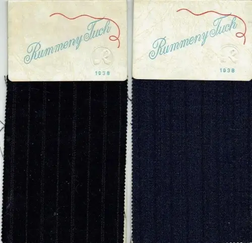Rummeny Tuch 1938 - 2 kleine Musterkarten. 