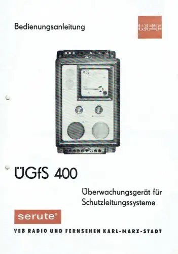 ÜGfS 400 - Überwachungsgerät für Schutzleitungssysteme
 Bedienungsanleitung. 