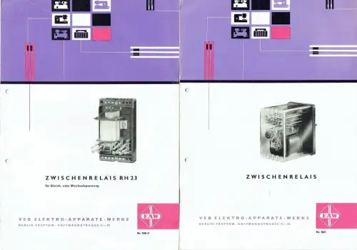 Zwischenrelais und Zwischenrelais RH 23 für Gleich- und Wechselspannung. 