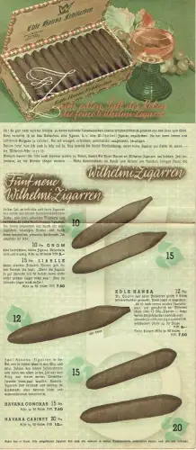 Zum edlen Saft der Reben die feine Wilhelmi-Zigarre. 