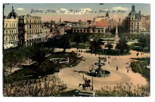 [Ansichtskarte] Buenos Aires (Rep. Argent.). Plaza y Avenida de Mayo. 