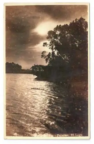 [Echtfotokarte schwarz/weiß] Buenos Aires. Palermo. El Lago. 