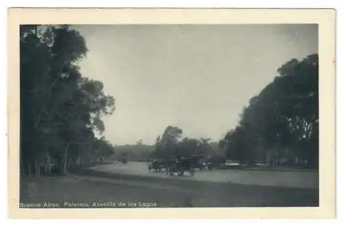 [Echtfotokarte schwarz/weiß] Buenos Aires. Palermo. Avenida de los Lagos. 