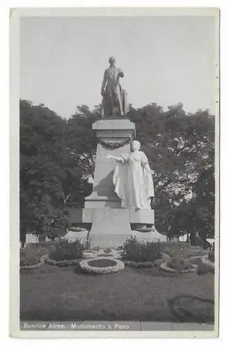 [Echtfotokarte schwarz/weiß] Buenos Aires. Monumento a Paso. 