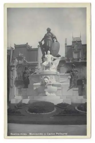 [Echtfotokarte schwarz/weiß] Buenos Aires. Monumento a Carlos Pellegrini. 