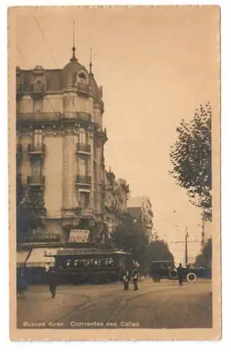 [Echtfotokarte schwarz/weiß] Buenos Aire. Corrientes esq. Callao. 