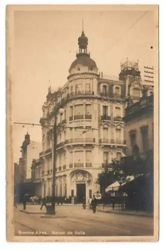 [Echtfotokarte schwarz/weiß] Buenos Aires. Banco de Italia. 