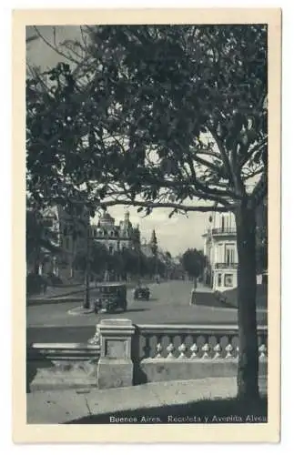 [Echtfotokarte schwarz/weiß] Buenos Aires. Recoleta y Avenida Alvear. 