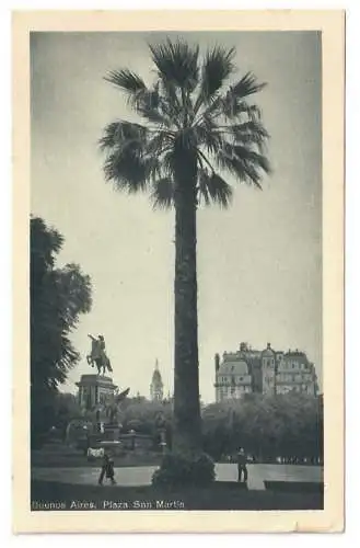 [Echtfotokarte schwarz/weiß] Buenos Aires. Plaza San Martín. 