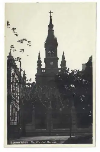 [Echtfotokarte schwarz/weiß] Buenos Aires. Capilla del Carmen. 