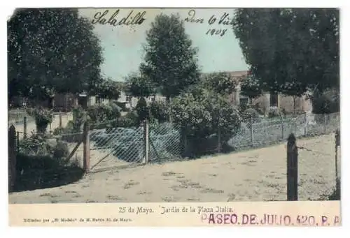 [Ansichtskarte] 25 de Mayo. Jardín de la Plaza Italia. 