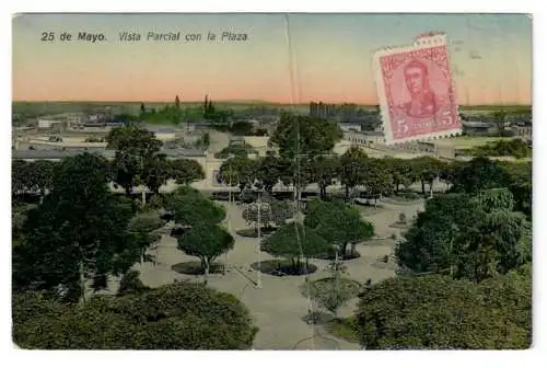 [Ansichtskarte] 25 de Mayo. Vista Parcial con la Plaza. 