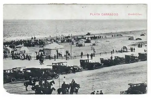 [Echtfotokarte schwarz/weiß] PLAYA CARRASCO. Montevideo. 