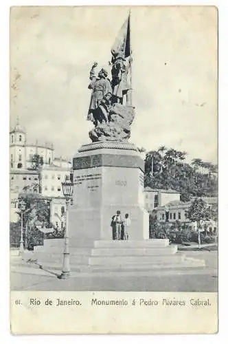 [Echtfotokarte schwarz/weiß] Rio de Janeiro. Monumento á Pedro Alvares Cabral. 