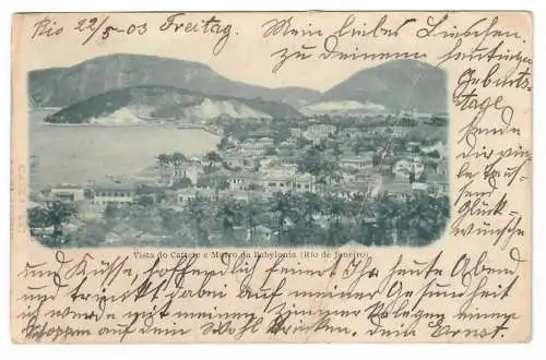 [Echtfotokarte schwarz/weiß] Vista do Cattete e Morro da Babylonia (Rio de Janeiro). 