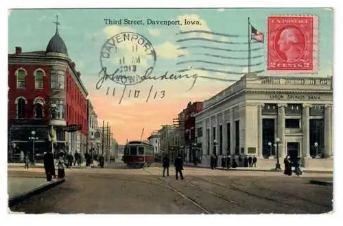 [Ansichtskarte] Third Street, Davenport, Iowa. 