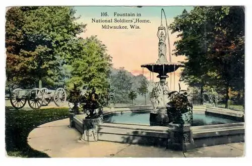 [Ansichtskarte] Fountain in National Soldiers' Home, Milwaukee, Wis. 