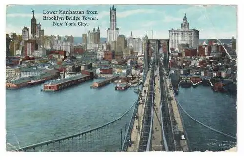 [Ansichtskarte] Lower Manhattan from Brooklyn Bridge Tower, New York City. 