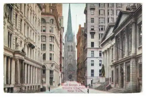 [Ansichtskarte] Wall Street and Trinity Church, New York. 