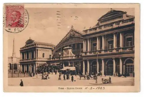 [Echtfotokarte schwarz/weiß] Roma. Stazione Termini. 