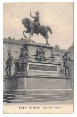 [Echtfotokarte schwarz/weiß] Torino. Monumento al Re Carlo Alberto. 