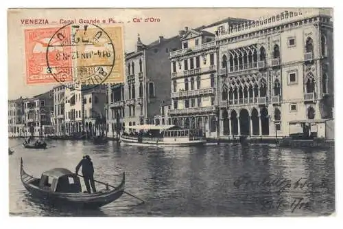 [Echtfotokarte schwarz/weiß] VENEZIA. Canal Grande e Palazzo Ca' d'Oro. 