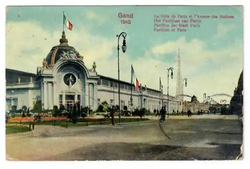 [Ansichtskarte] Gand 1913. La Ville de Paris et l'Avenue des Nations. Exposition Internationale Universelle de Gand. 