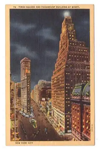 USA. New York City. Times Square and Paramount Building at night.
