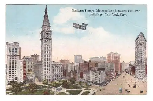 USA. New York City. Madison Square, Metropolitan Life and Flat Iron Buildings.