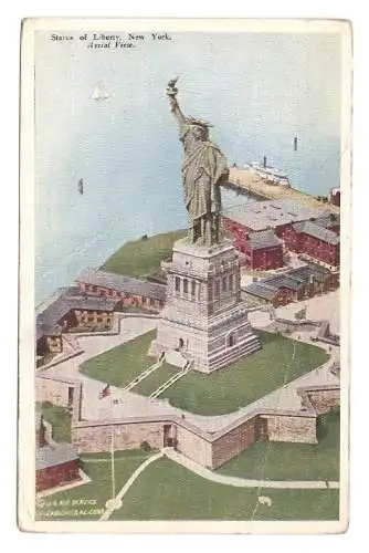 USA. New York. Statue of Liberty. Aerial View.