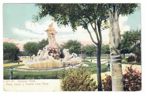ARGENTINA. Buenos Aires. Plaza Colón y Fuente Lola Mora. 1909.