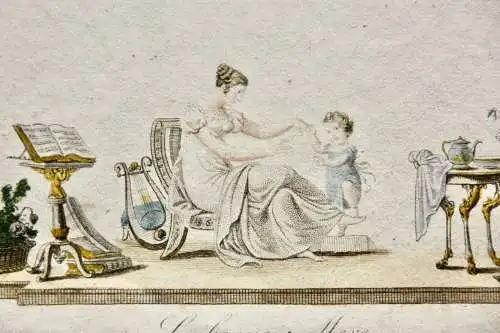 Anonymer Künstler, altkol. Radierung "La bonne Mere" Klassizismus, Paris um 1800