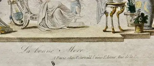 Anonymer Künstler, altkol. Radierung "La bonne Mere" Klassizismus, Paris um 1800